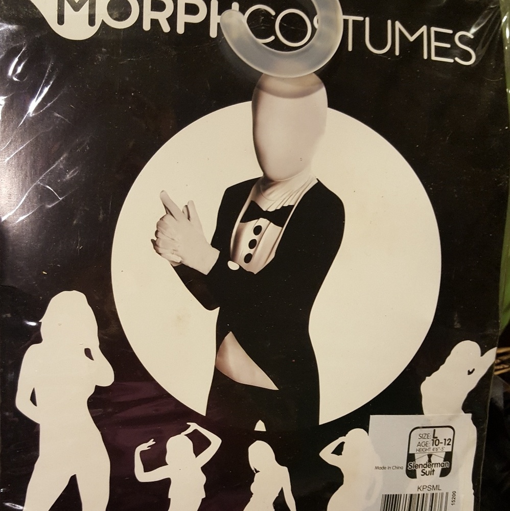 Morphsuit Kids Black Tuxedo Costume L 10 12 New